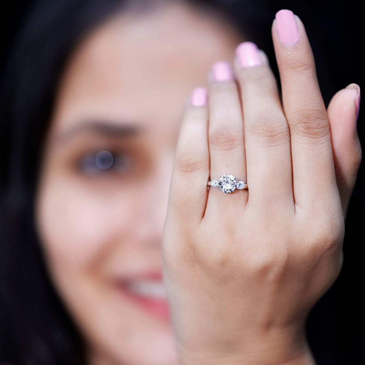 1.2 Carat Lab Grown Diamond 3 Stone Engagement Ring for Women