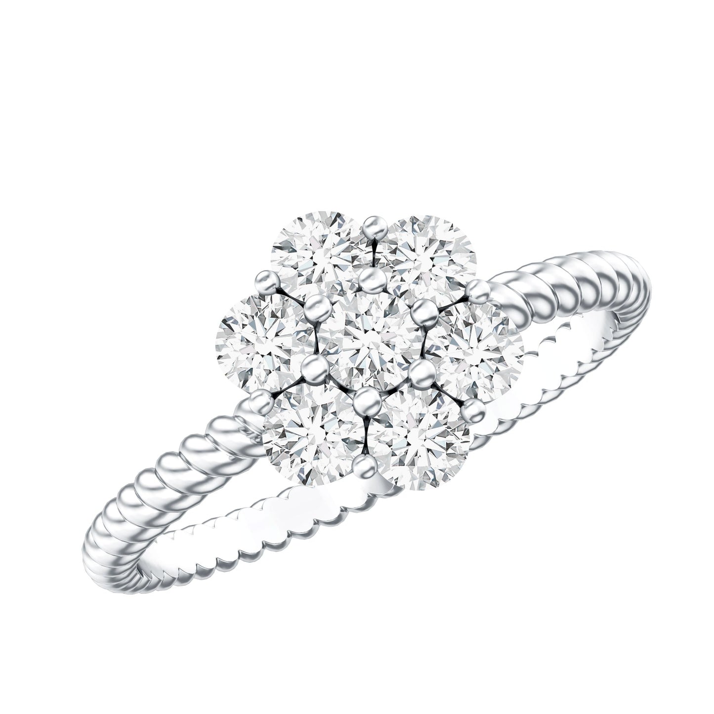 Lab Created Diamond Flower Engagement Ring for Her