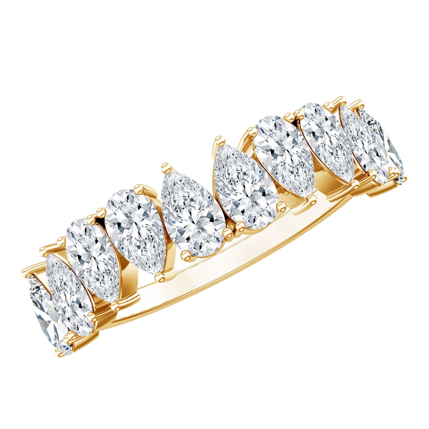 Pear Cut Lab Created Diamond Half Eternity Wedding Band