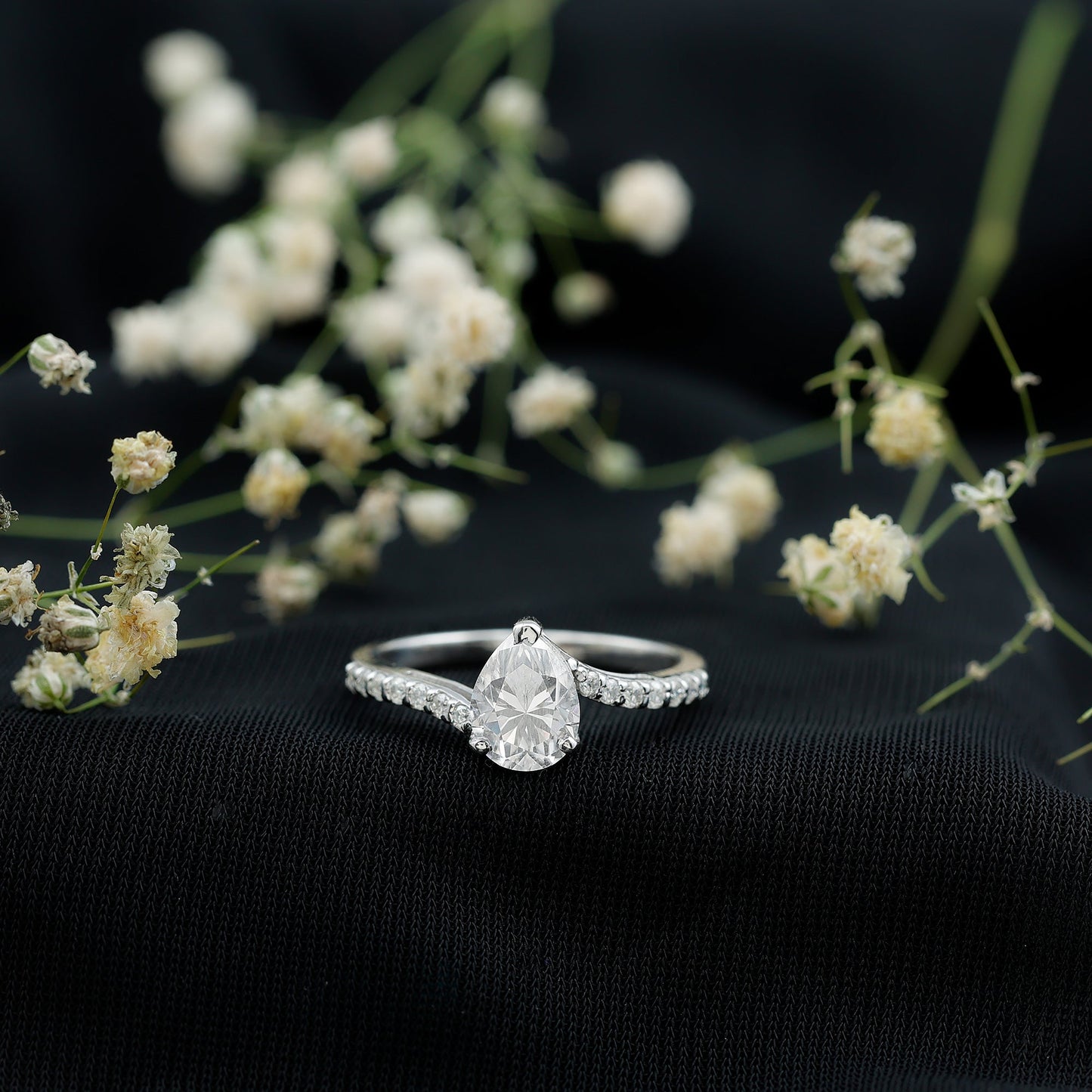 Certified 1.3 Carat Pear Cut Lab Created Diamond Teardrop Engagement Ring