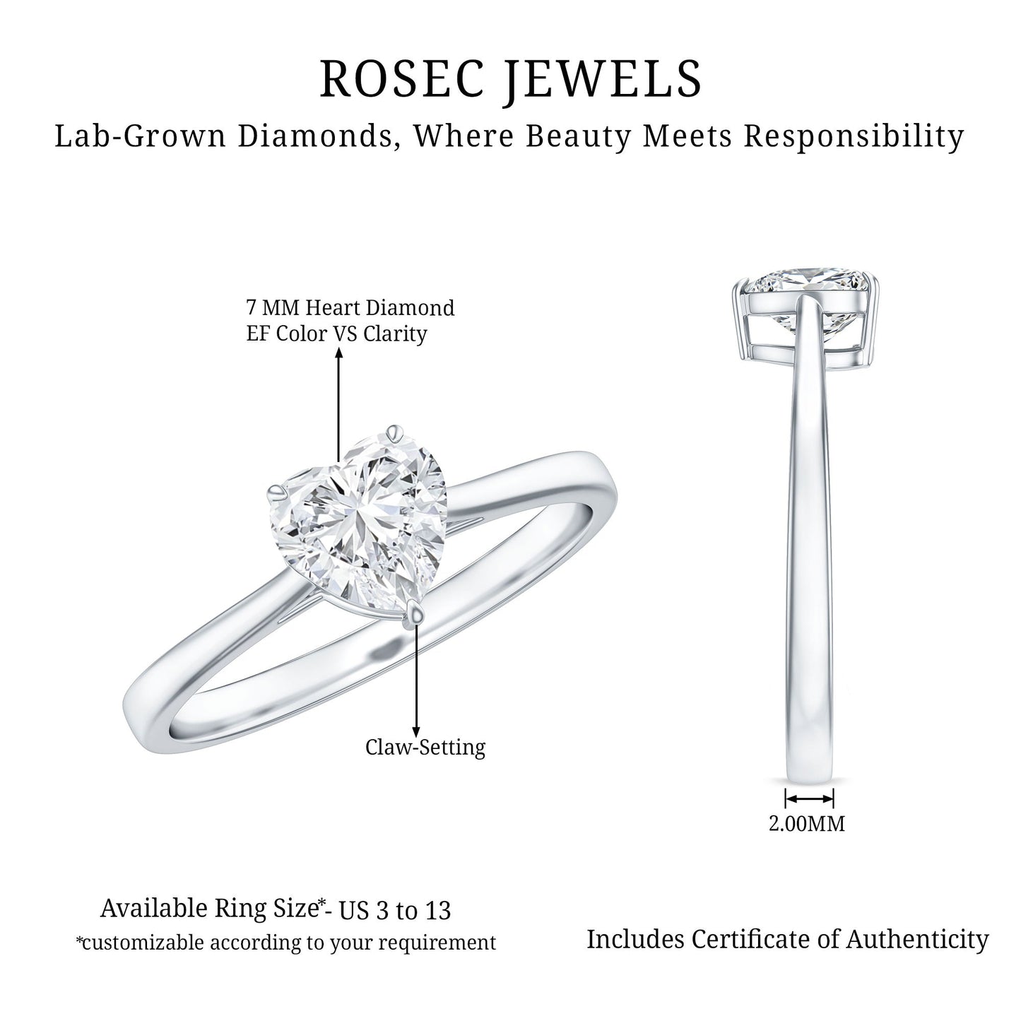 1.2 Carat Diamond Heart Ring For Women