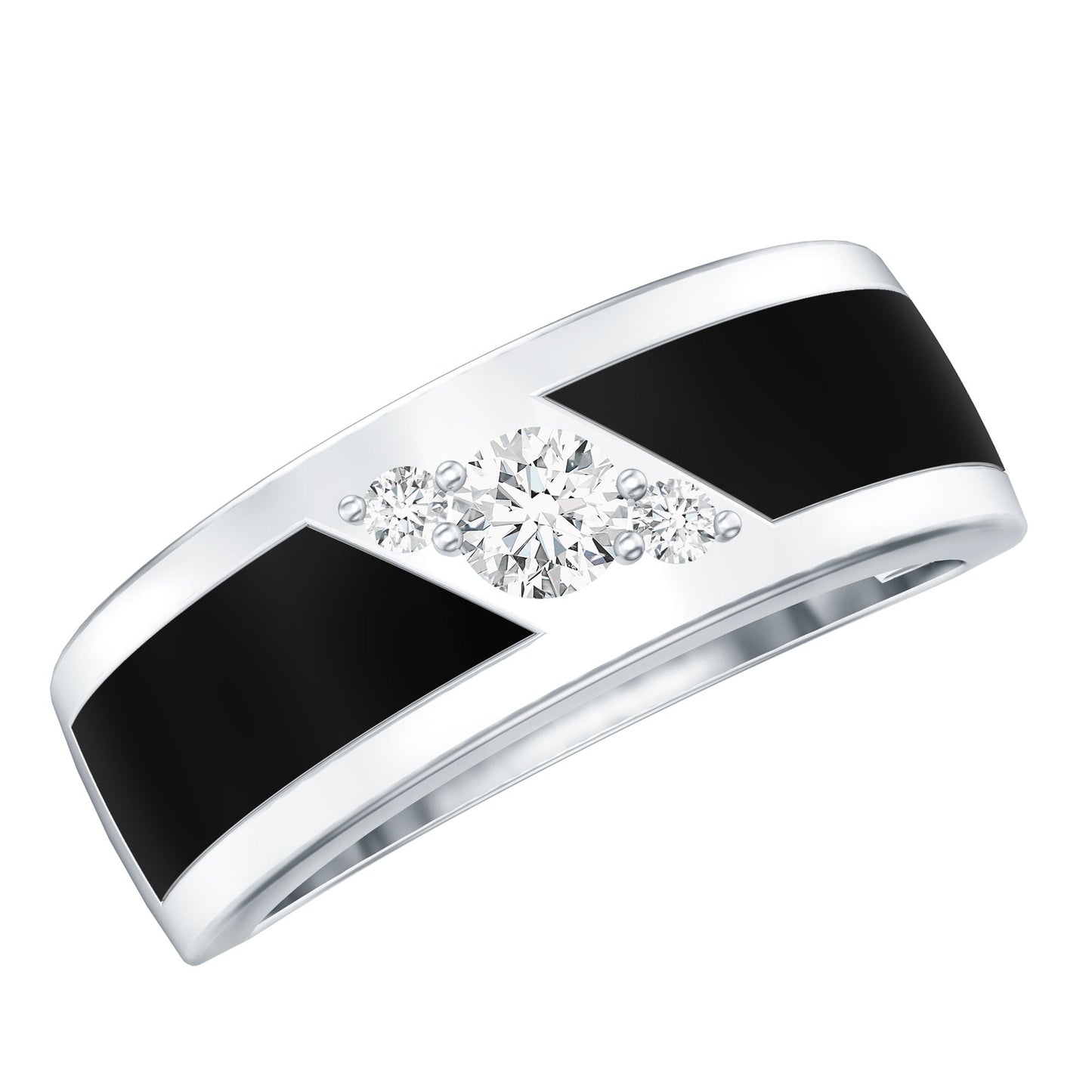 Certified Lab Grown Diamond Mens Wedding Band With Enamel
