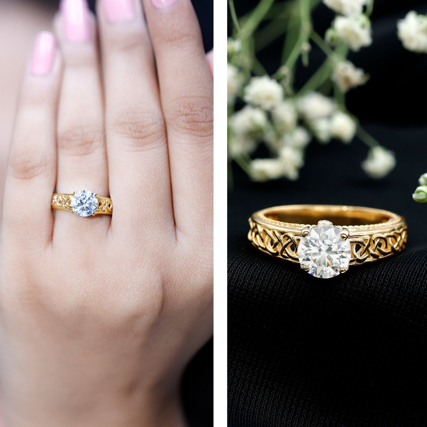 Certified 1.2 Carat Lab Grown Diamond Celtic Design Engagement Ring