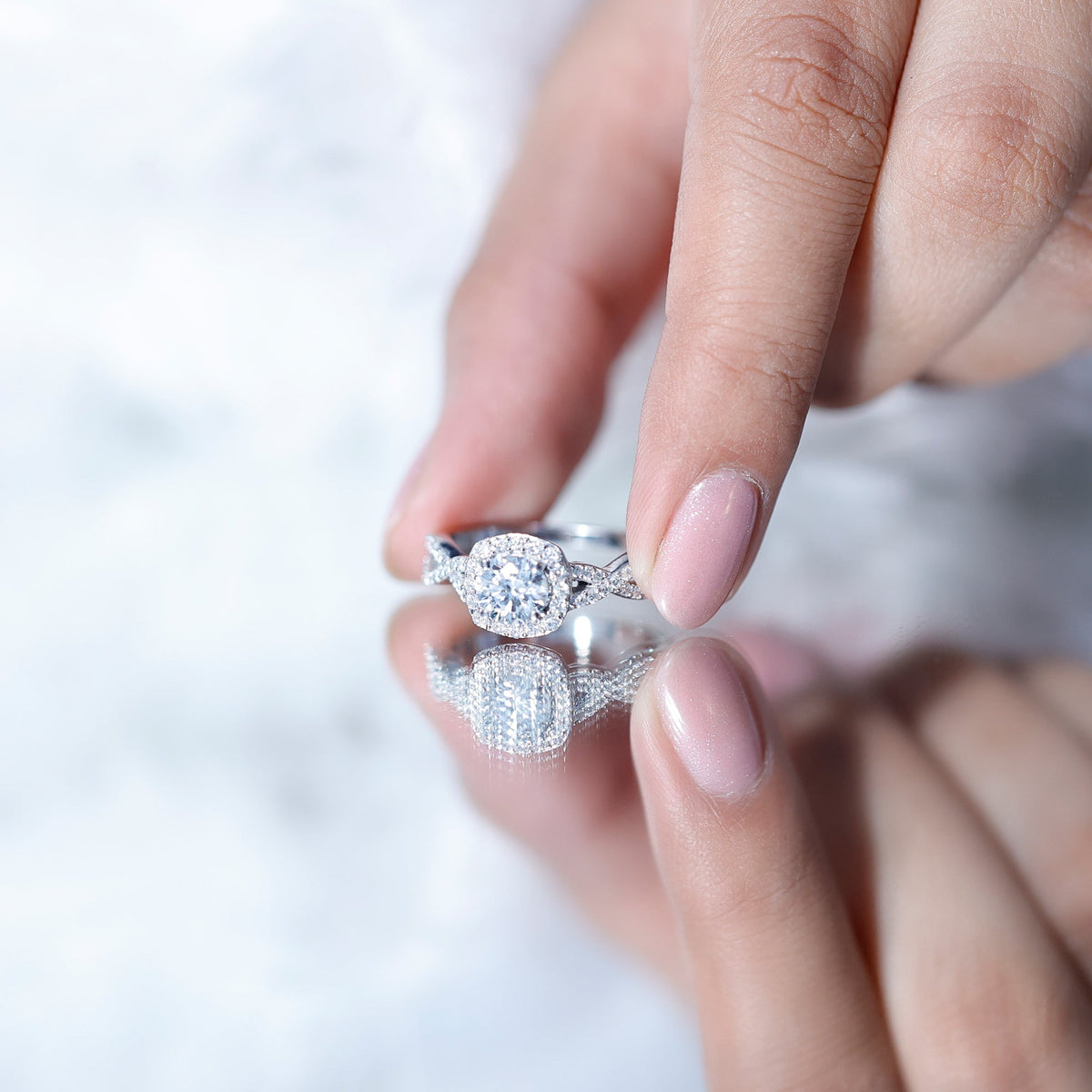 Classic Lab Grown Diamond Criss Cross Engagement Ring
