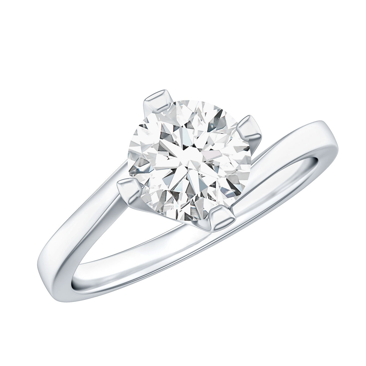 1.2 Carat Lab Grown Diamond Engagement Ring With Diagonal 4 Prongs