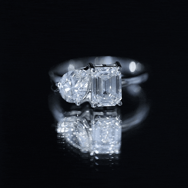 Lab Created Diamond Moi Et Toi Engagement Ring for Women
