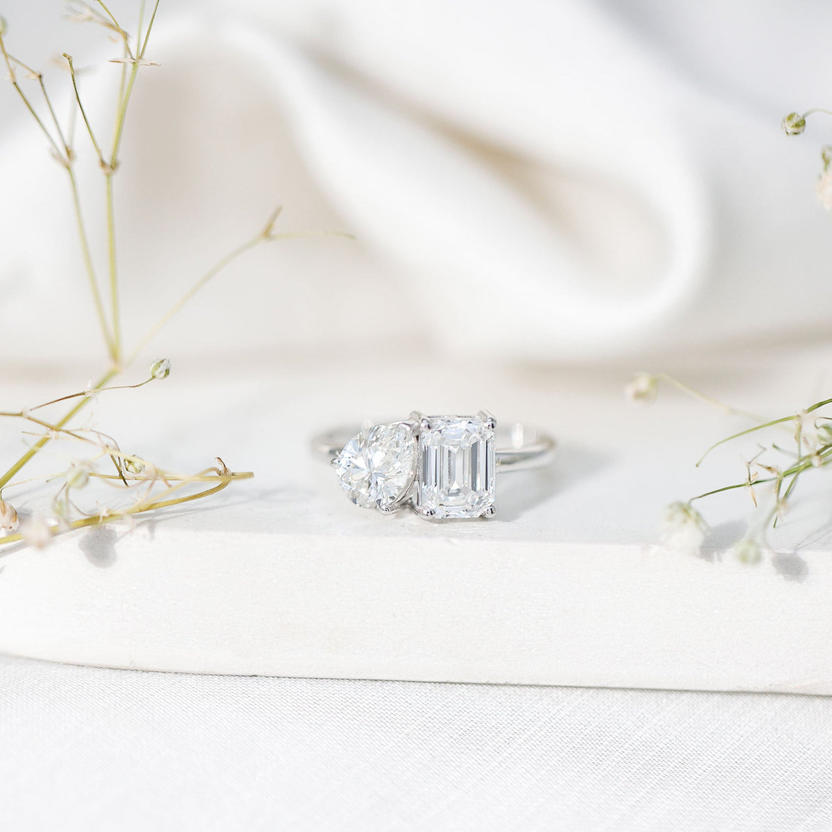 Lab Created Diamond Moi Et Toi Engagement Ring for Women