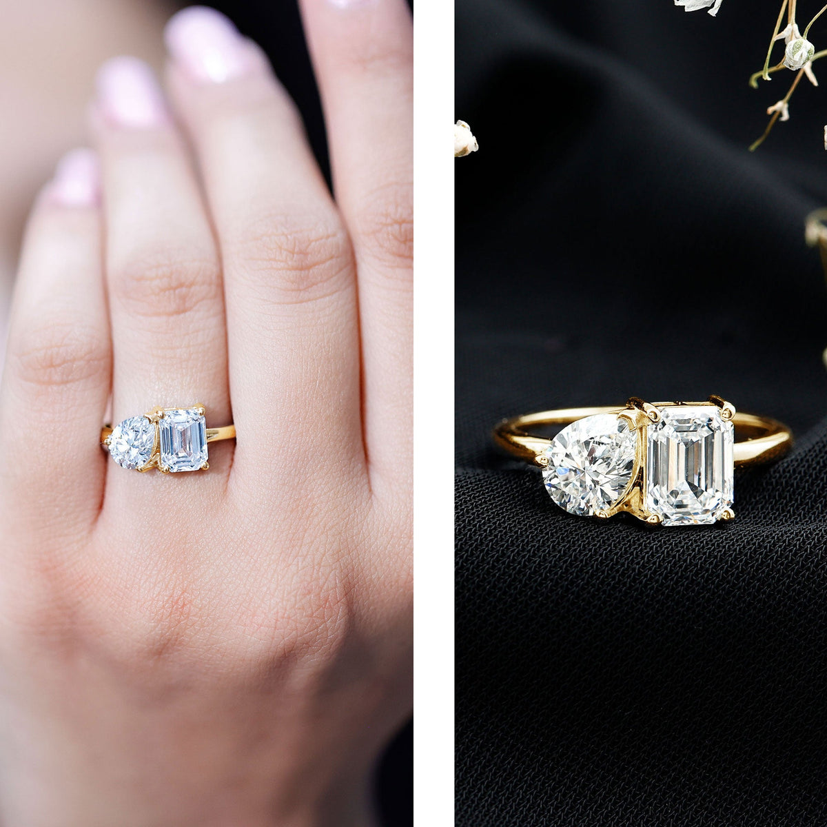 Lab Created Diamond Moi Et Toi Engagement Ring for Women