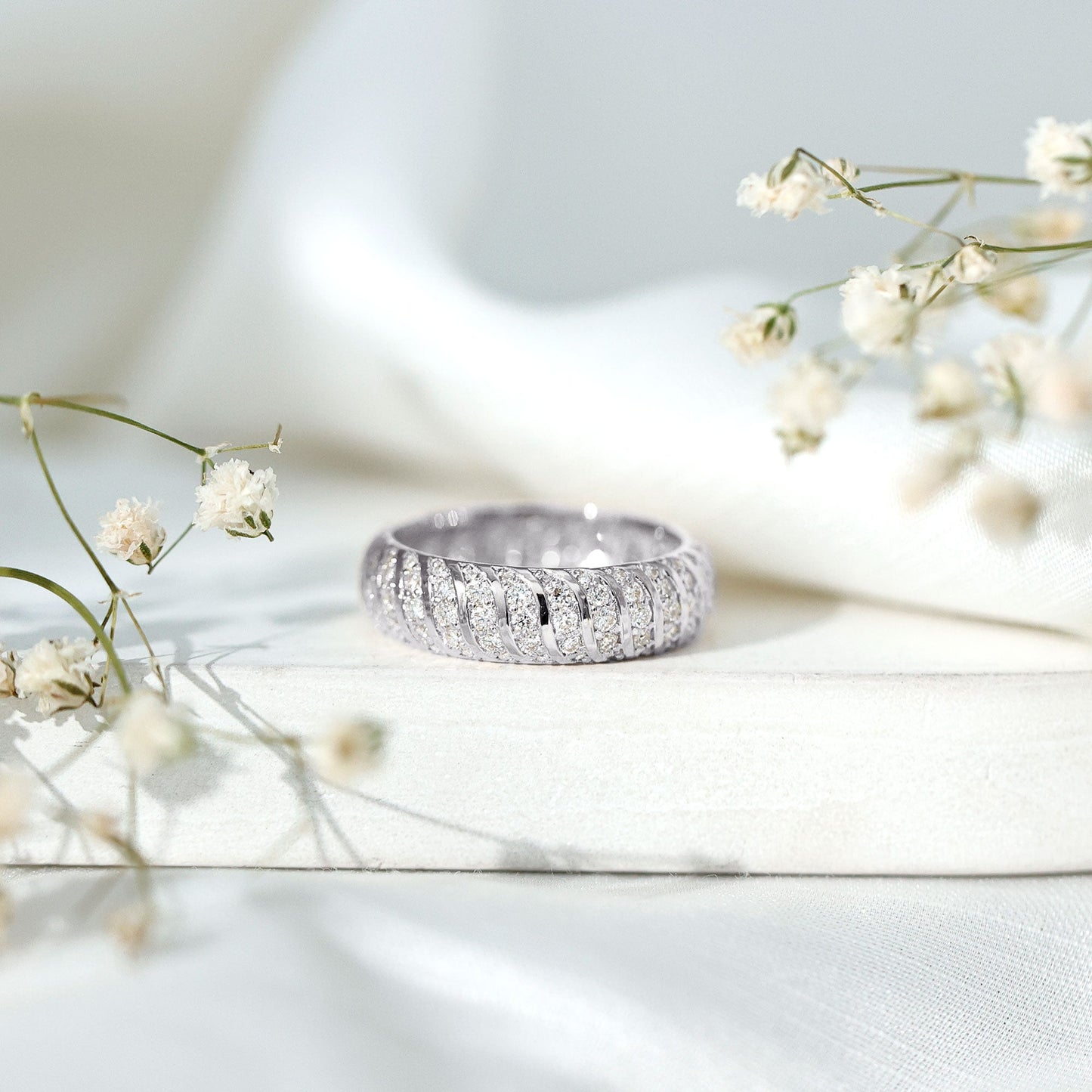 Certified Lab Grown Diamond Wide Wedding Band for Women
