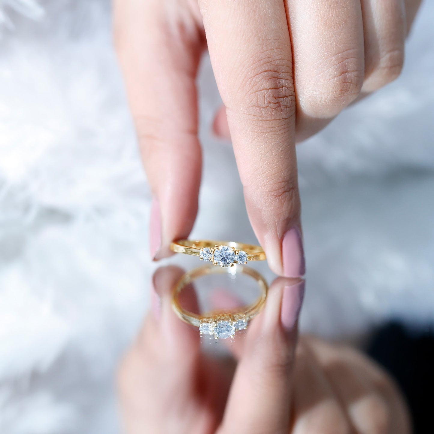 Certified Lab Grown Diamond Three Stone Engagement Ring for Her
