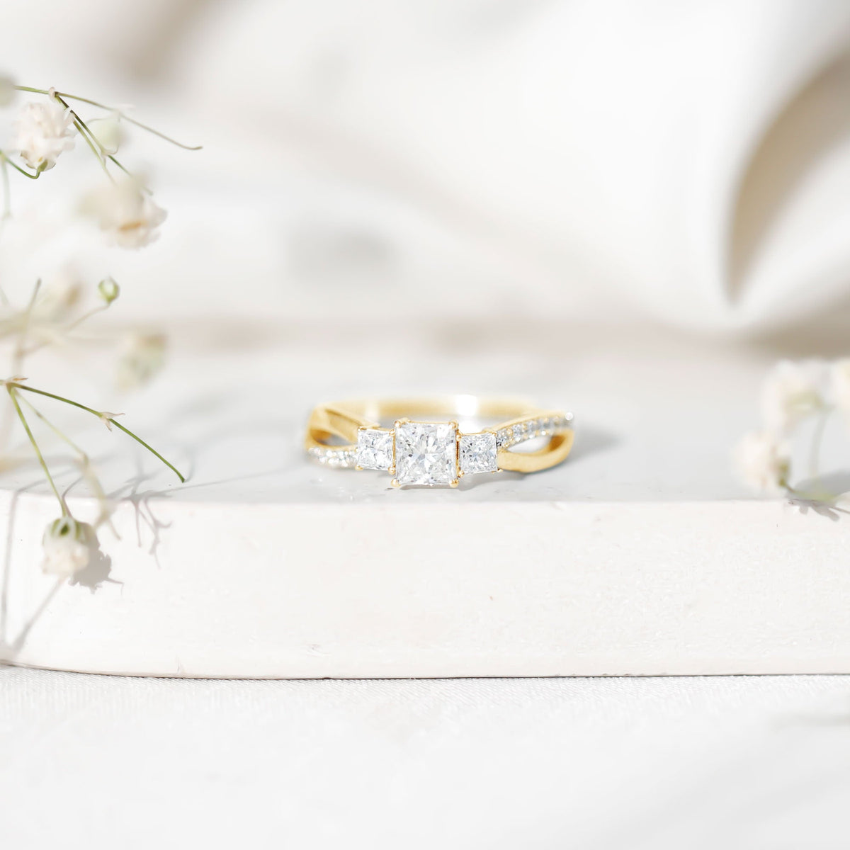 Lab Grown Diamond Three Stone Promise Ring With Split Shank