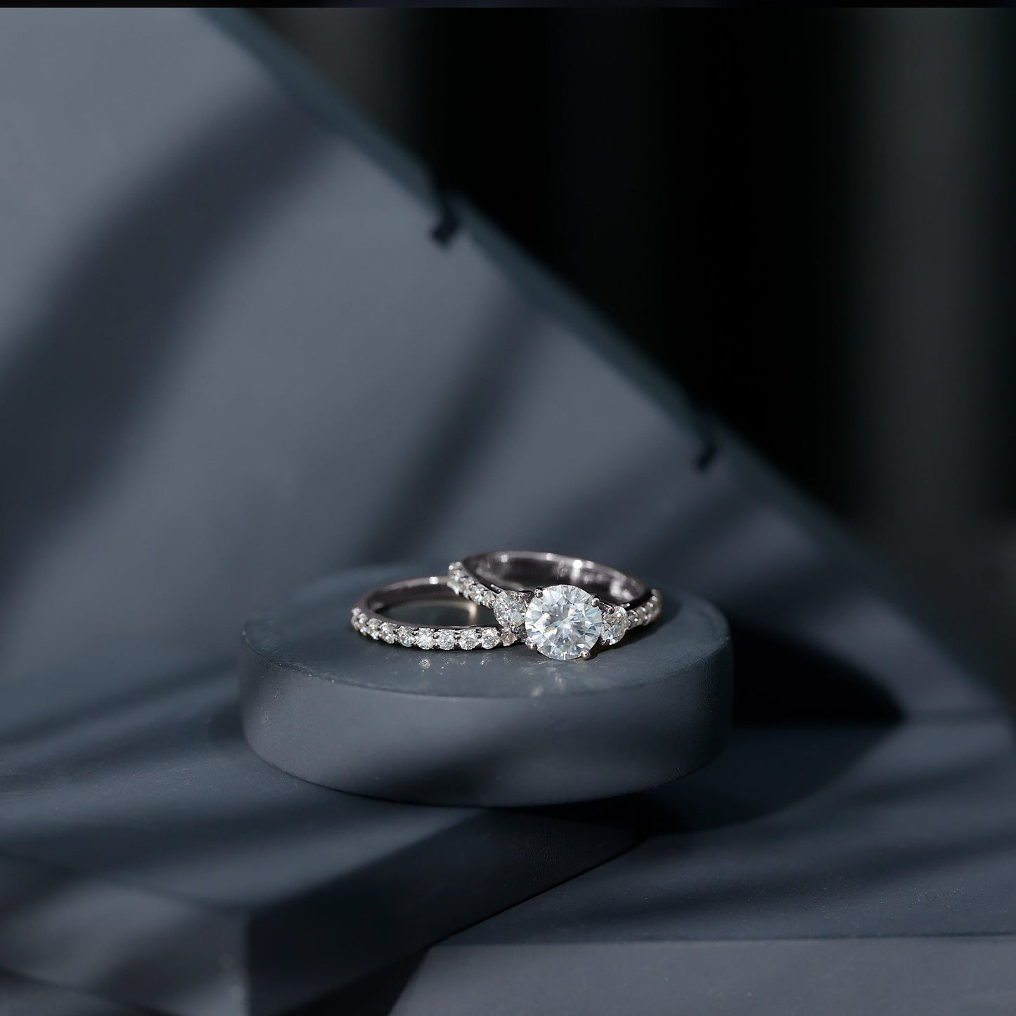 Certified Lab Created Diamond Marriage Ring Set