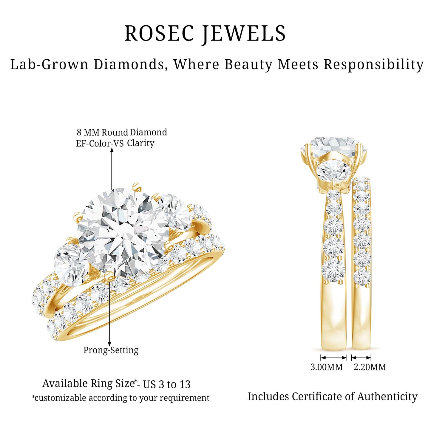 Certified Lab Created Diamond Marriage Ring Set
