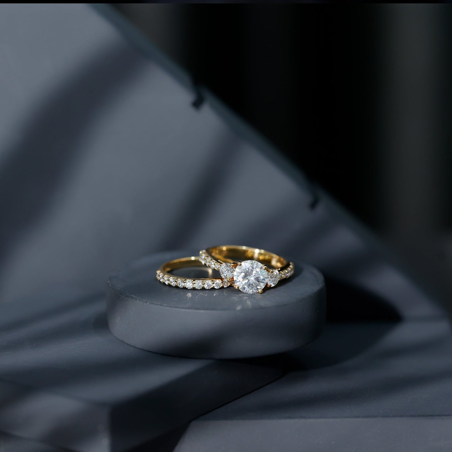 Certified Lab Created Diamond Marriage Ring Set