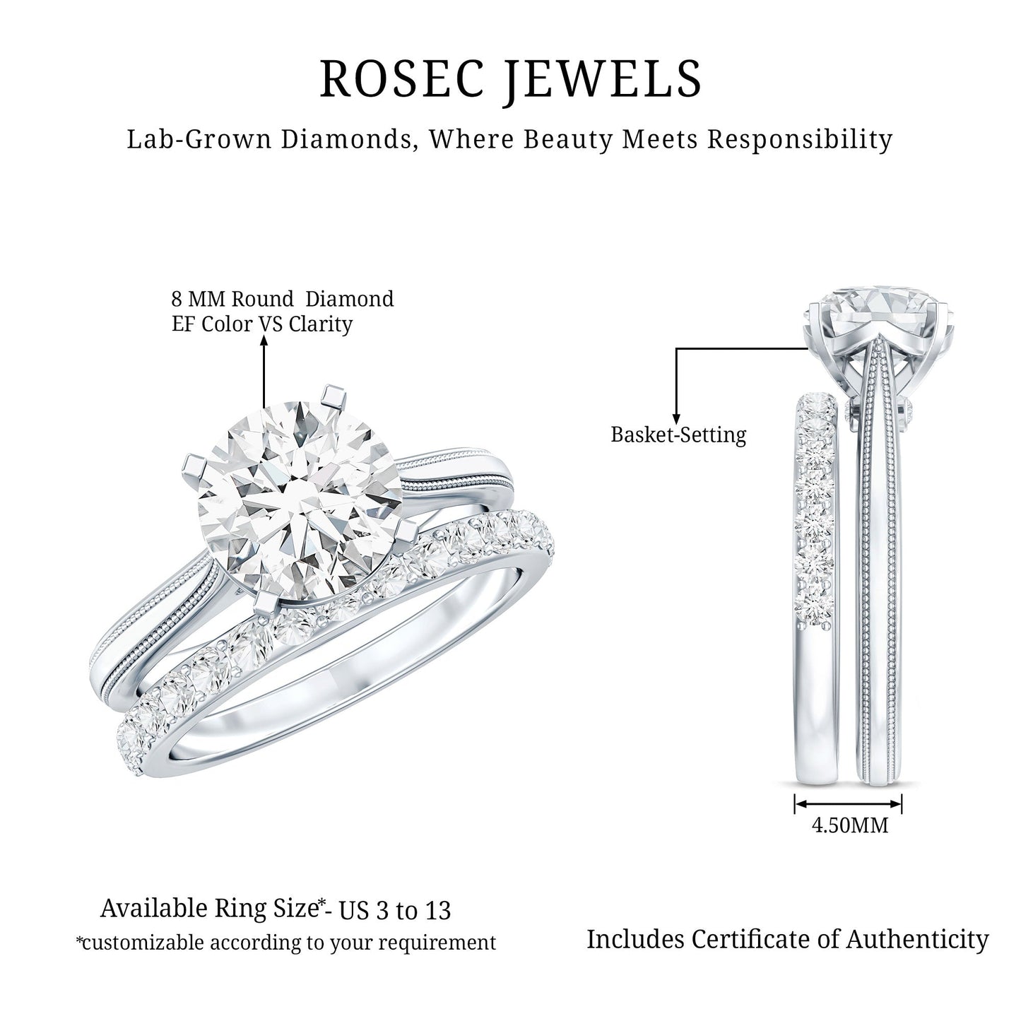 Certified 2 Carat Diamond Solitaire Engagement Ring With Ring Guard