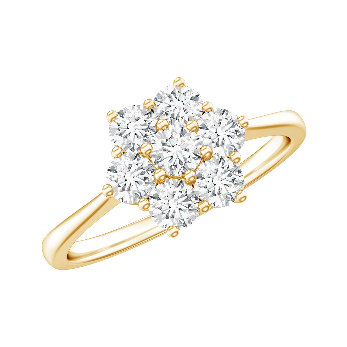 Round Lab Grown Diamond Floral Cluster Engagement Ring