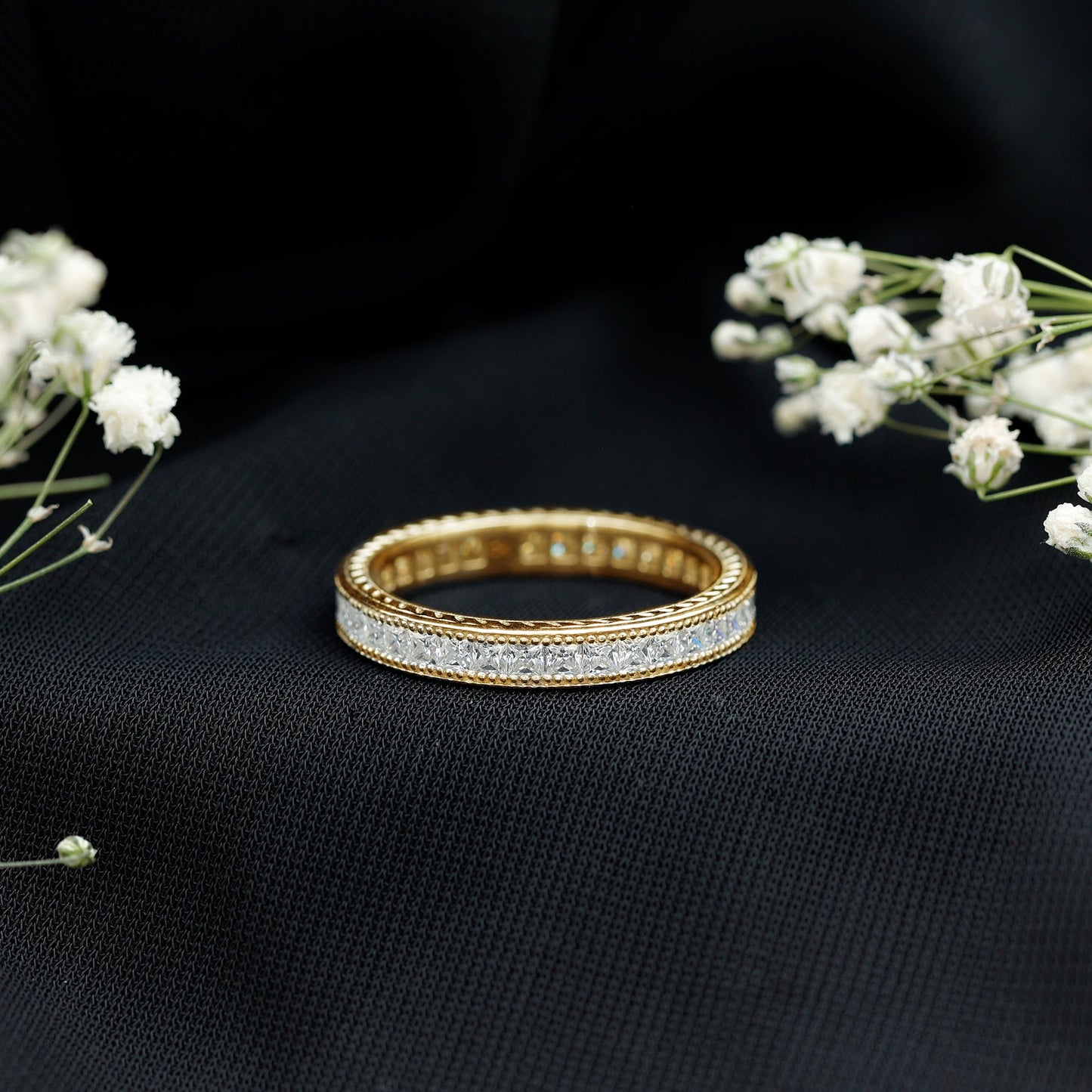 Certified Lab Created Diamond Princess Cut Wedding Band