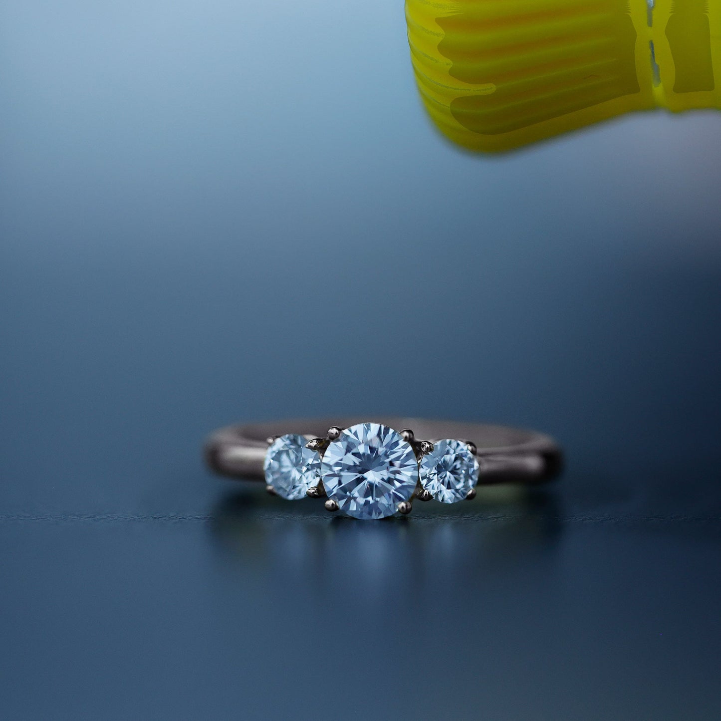 Round Cut Lab Grown Diamond 3 Stone Ring For Women