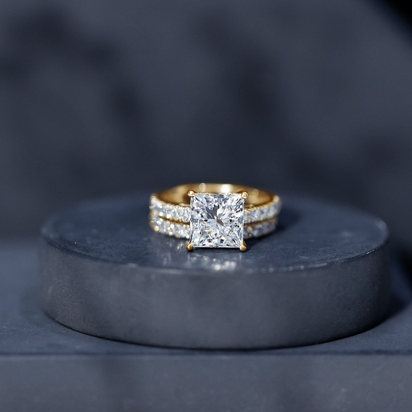 IGI Certified 2 Carat Lab Grown Diamond Princess Cut Bridal Ring Set