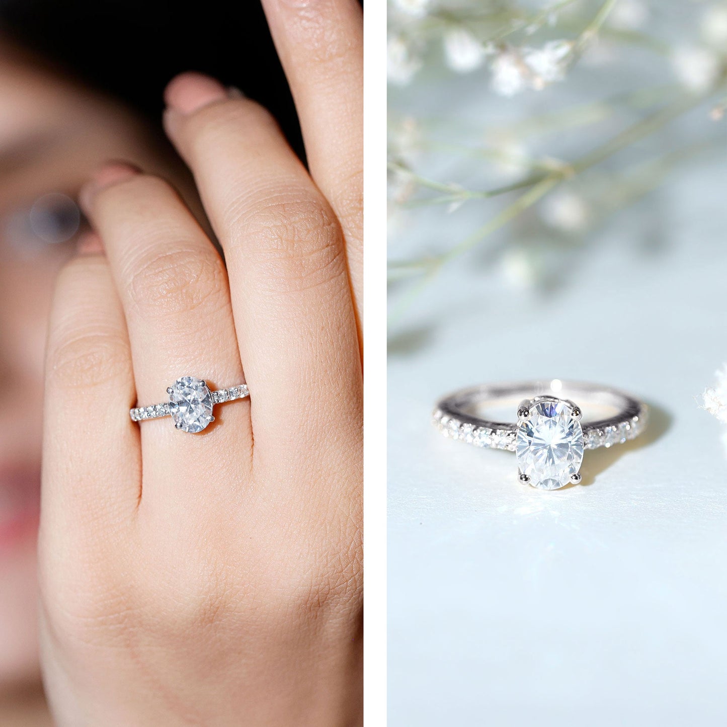 1 Carat Oval Shaped Lab Grown Diamond Engagement Ring with IGI Certificate