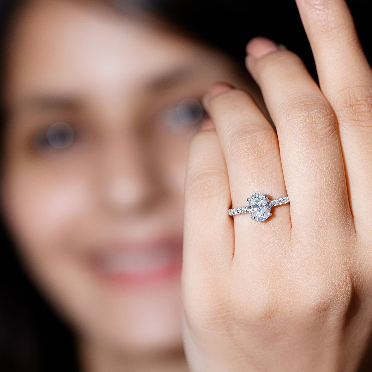 1 Carat Oval Shaped Lab Grown Diamond Engagement Ring with IGI Certificate