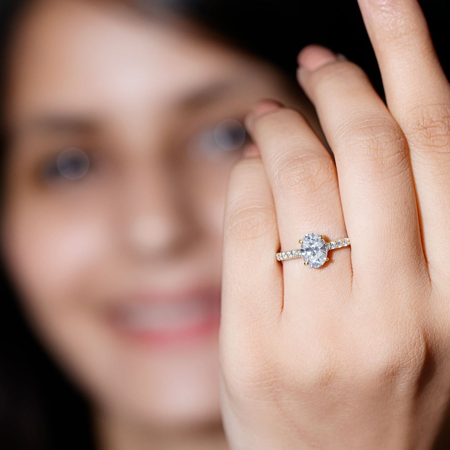 1 Carat Oval Shaped Lab Grown Diamond Engagement Ring with IGI Certificate