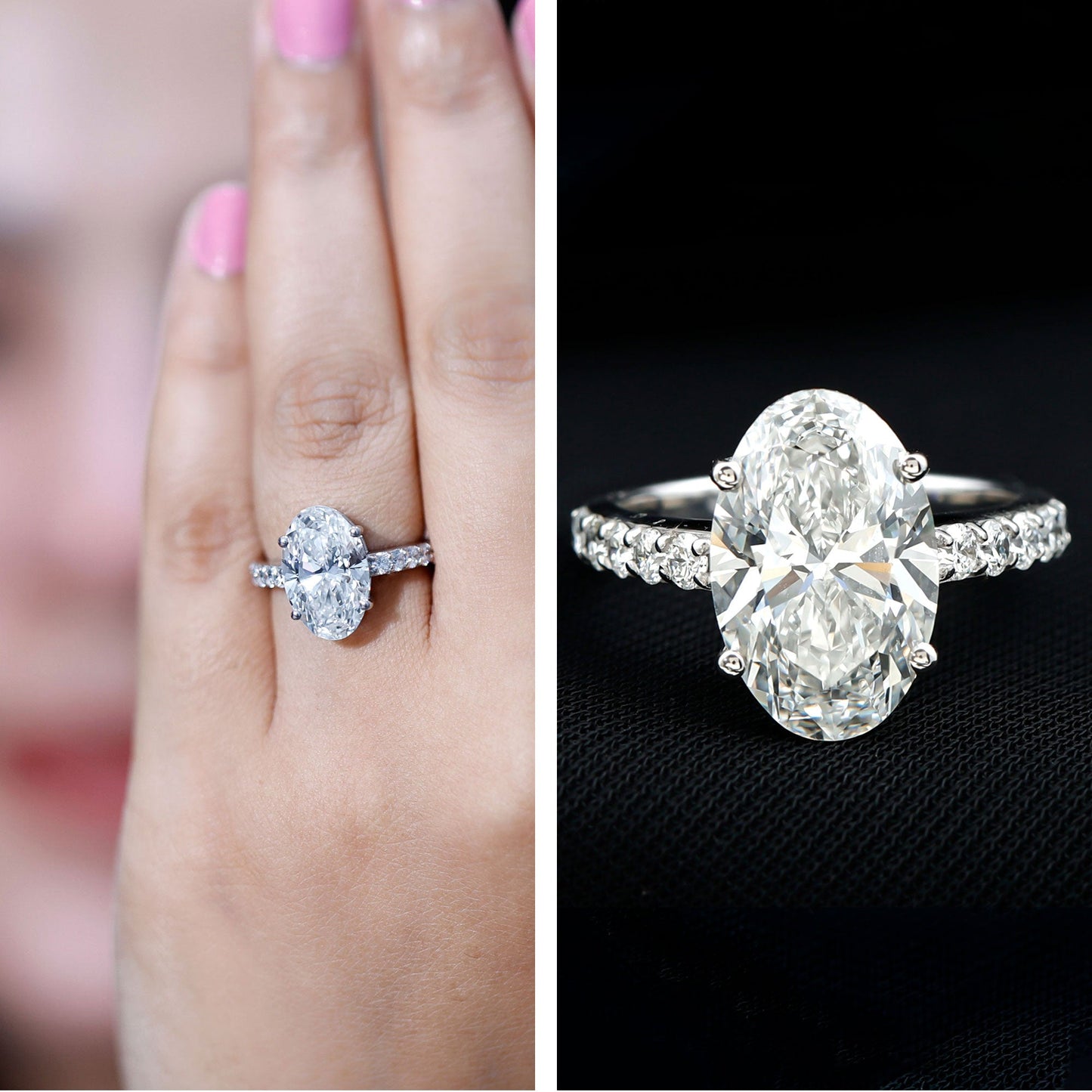 5 Carat Big Lab Grown Diamond Oval Engagement Ring with IGI Certificate