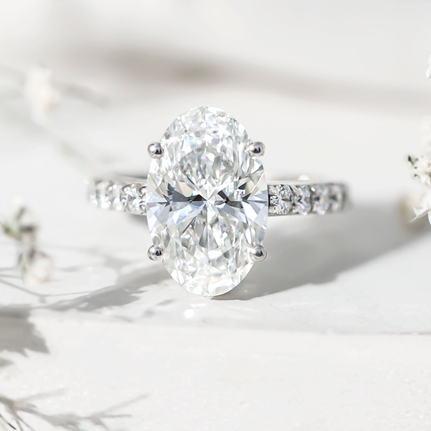 5 Carat Big Lab Grown Diamond Oval Engagement Ring with IGI Certificate