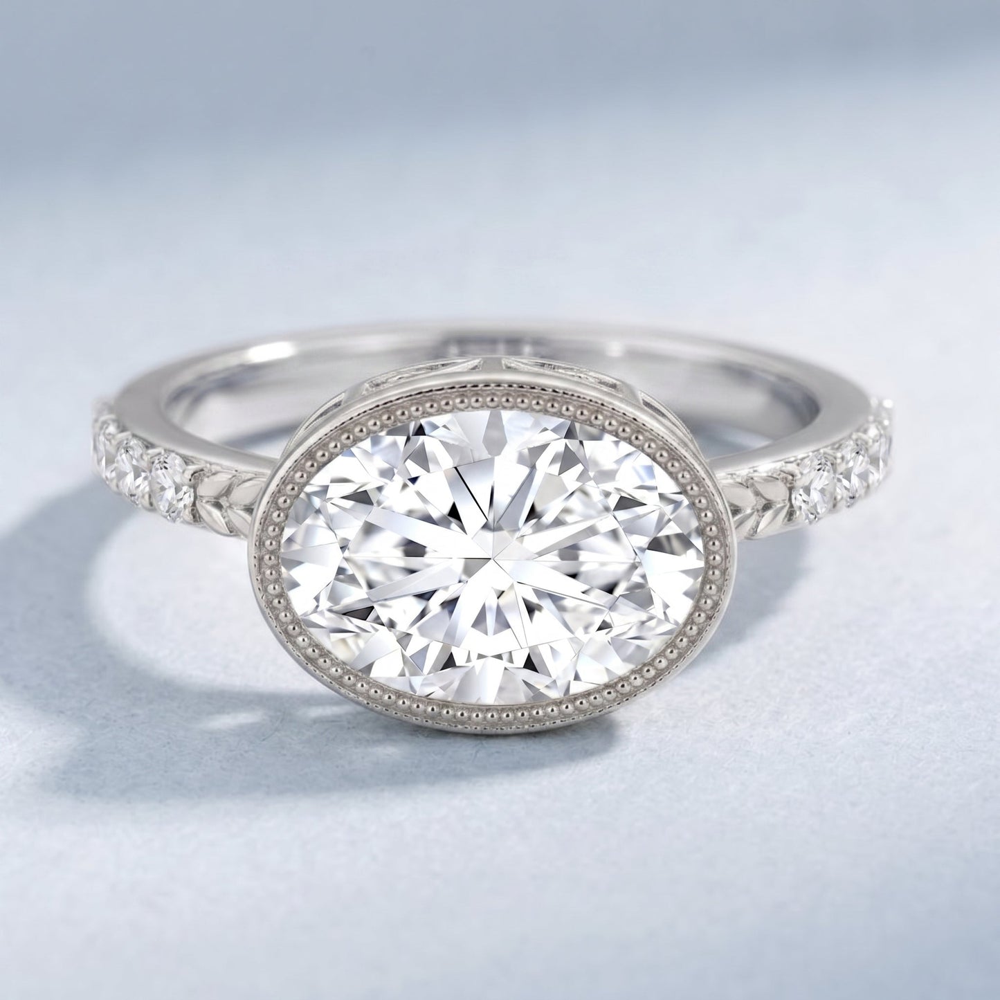 3 Carat Big Lab Grown Diamond Bezel Set Engagement Ring with IGI Certificate