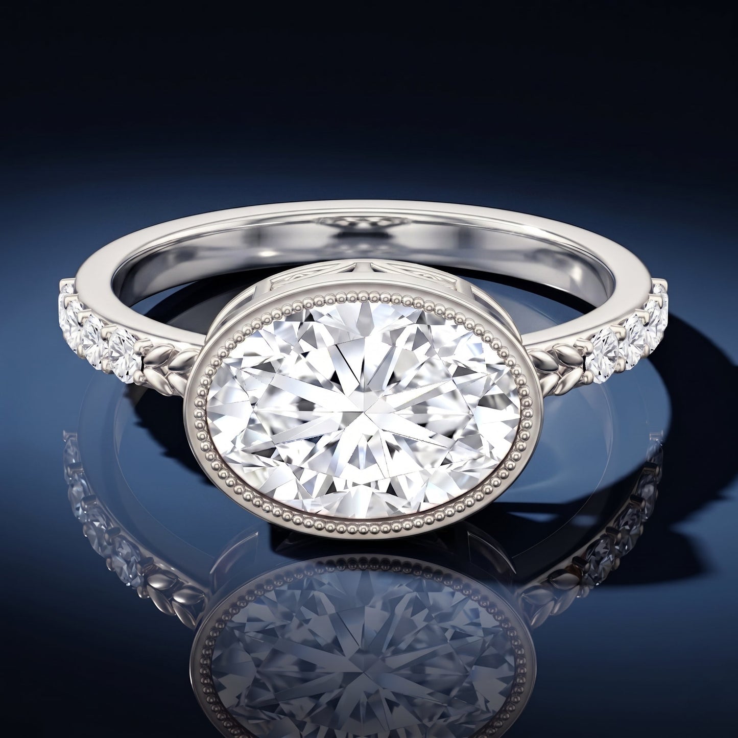 3 Carat Big Lab Grown Diamond Bezel Set Engagement Ring with IGI Certificate
