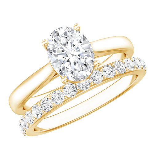IGI Certified Lab Grown Diamond Oval Engagement Ring with Wedding Band