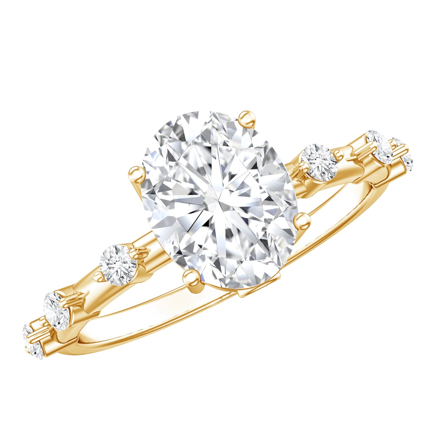 IGI Certified 2 Carat Lab Grown Diamond Oval Engagement Ring with Spaced Accent