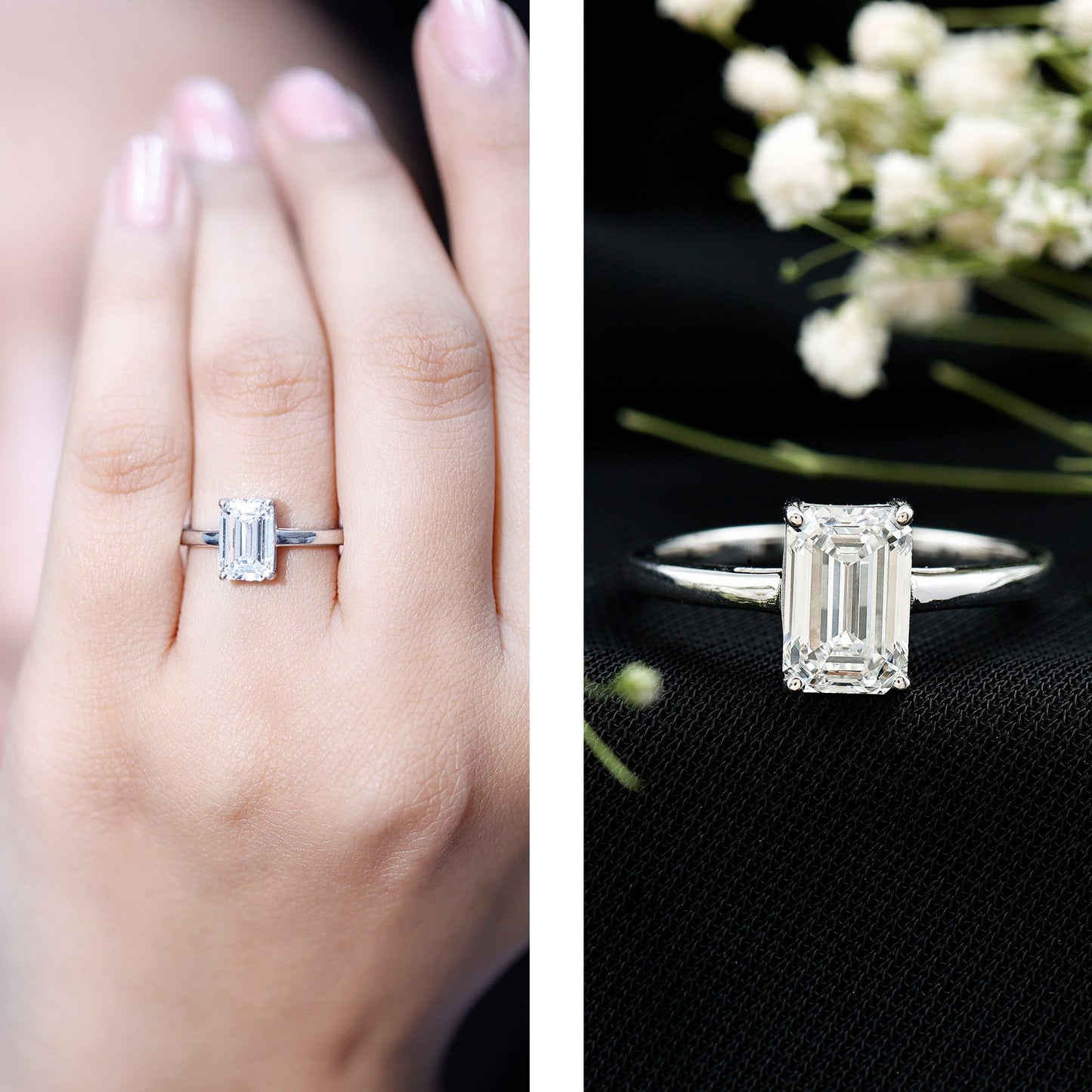 Emerald Cut 2 Carat Engagement Ring with IGI Certified Lab Diamond