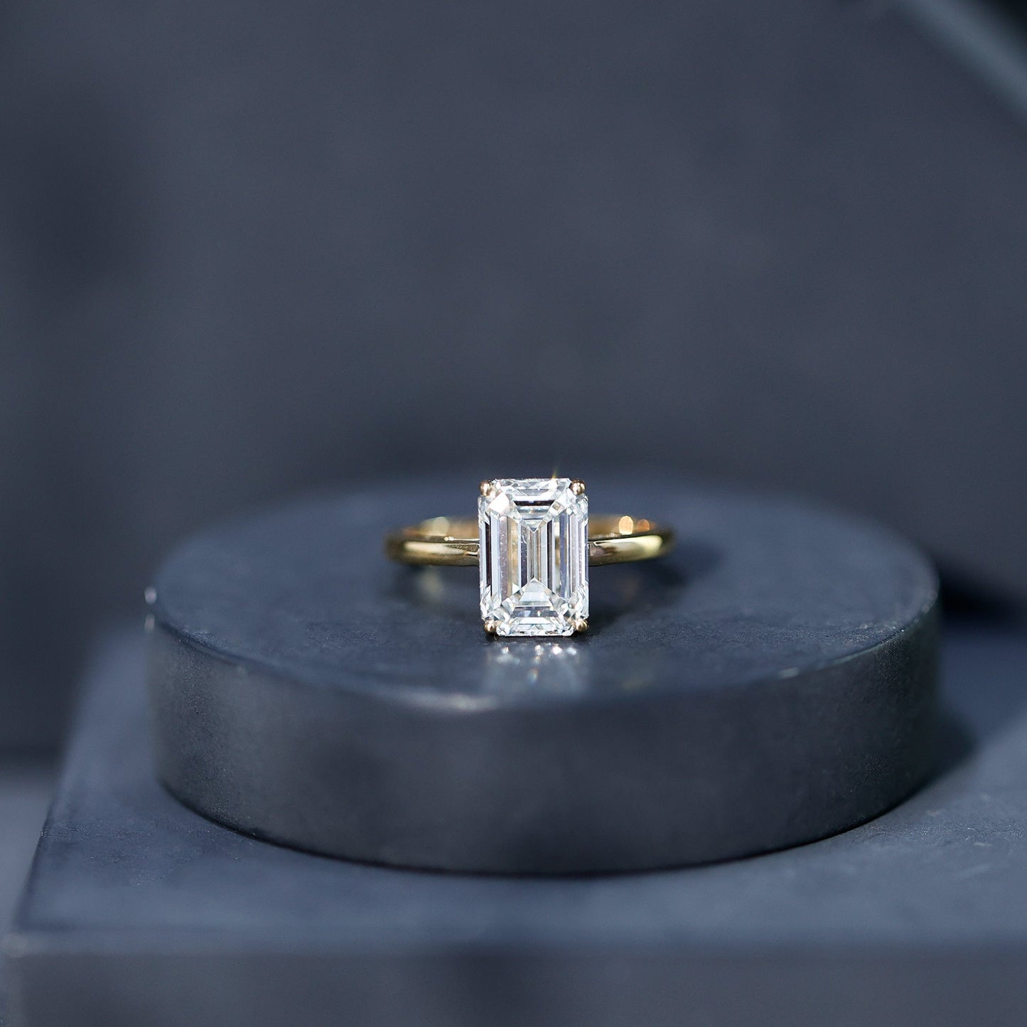 IGI Certified Emerald Cut Lab Grown Diamond 3 Carat Engagement Ring