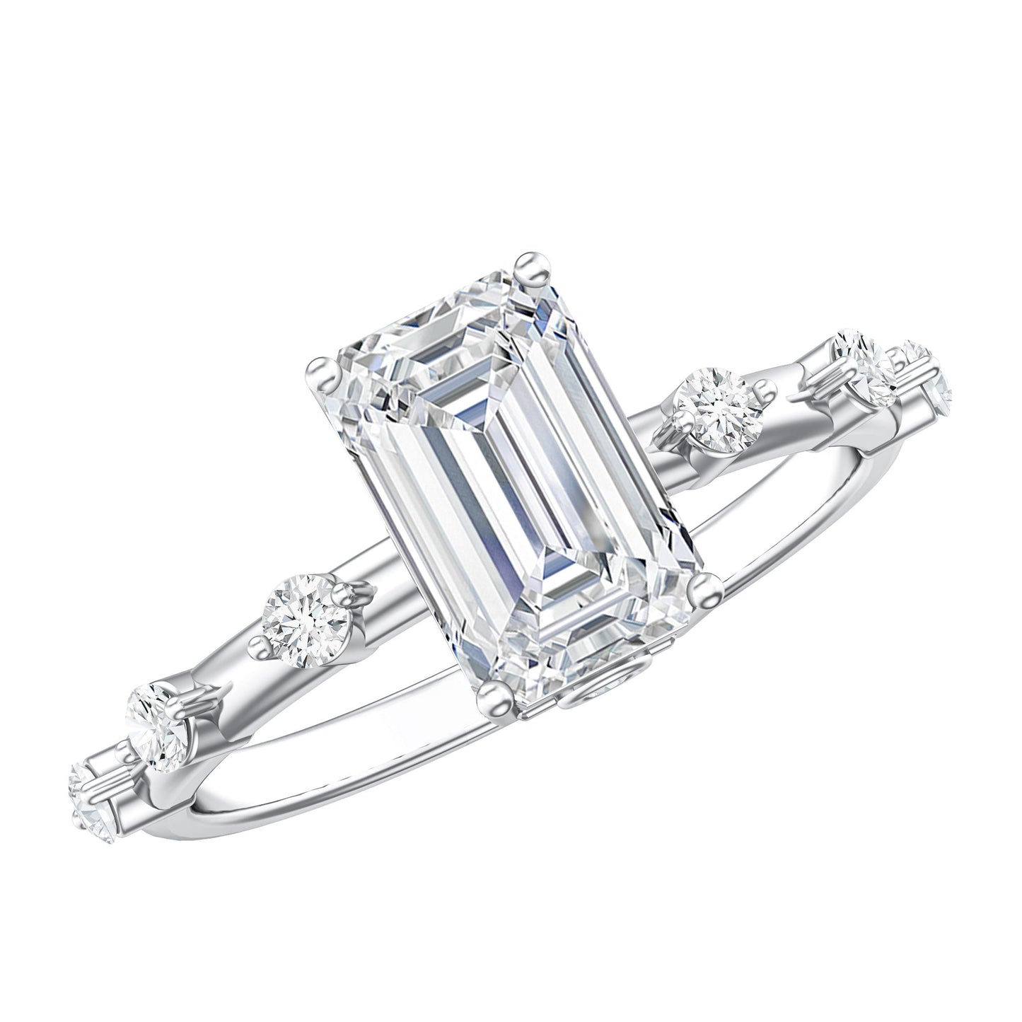 Emerald Cut 2 Carat Lab Grown Diamond Engagement Ring IGI Certified