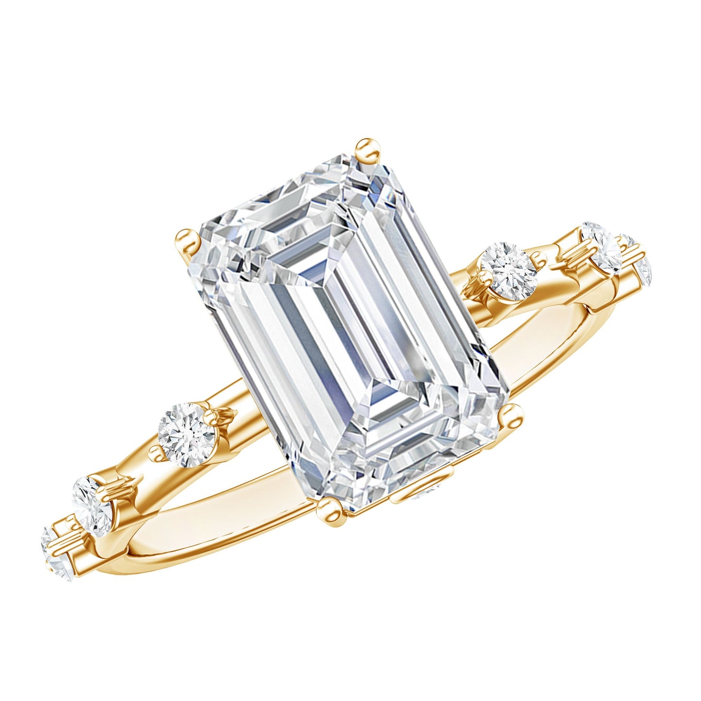 IGI Certified 3 Carat Emerald Cut Lab Grown Diamond Engagement Ring