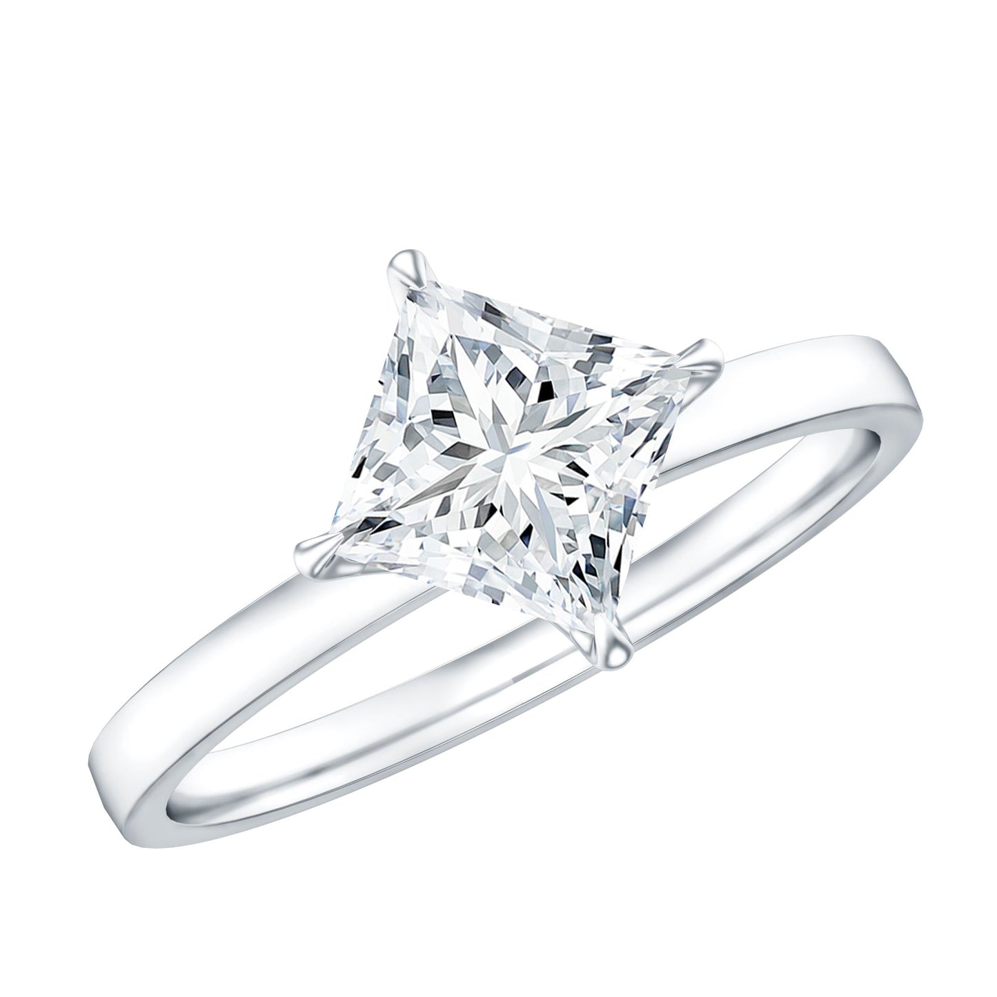 1 Carat Lab Created Diamond Princess Cut Engagement Ring IGI Certified