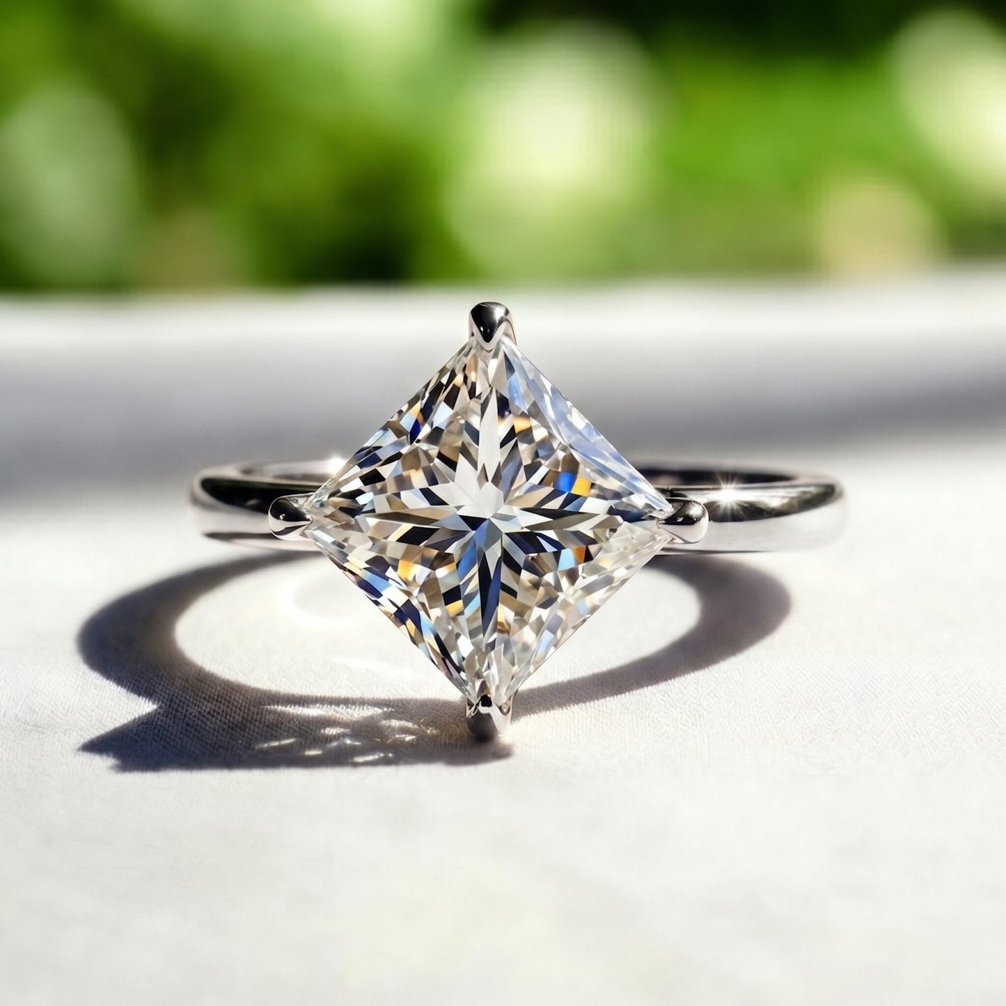Solitaire 2 Carat Lab Grown Diamond Princess Cut Engagement Ring IGI Certified