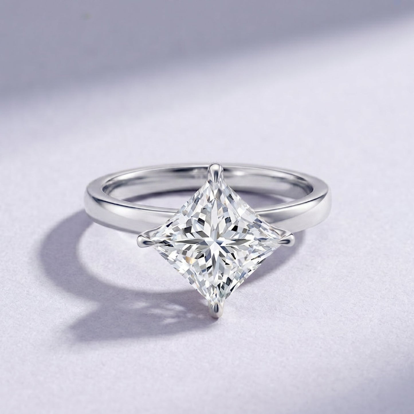 IGI Certified 4 Carat Princess Cut Lab Grown Diamond Engagement Ring