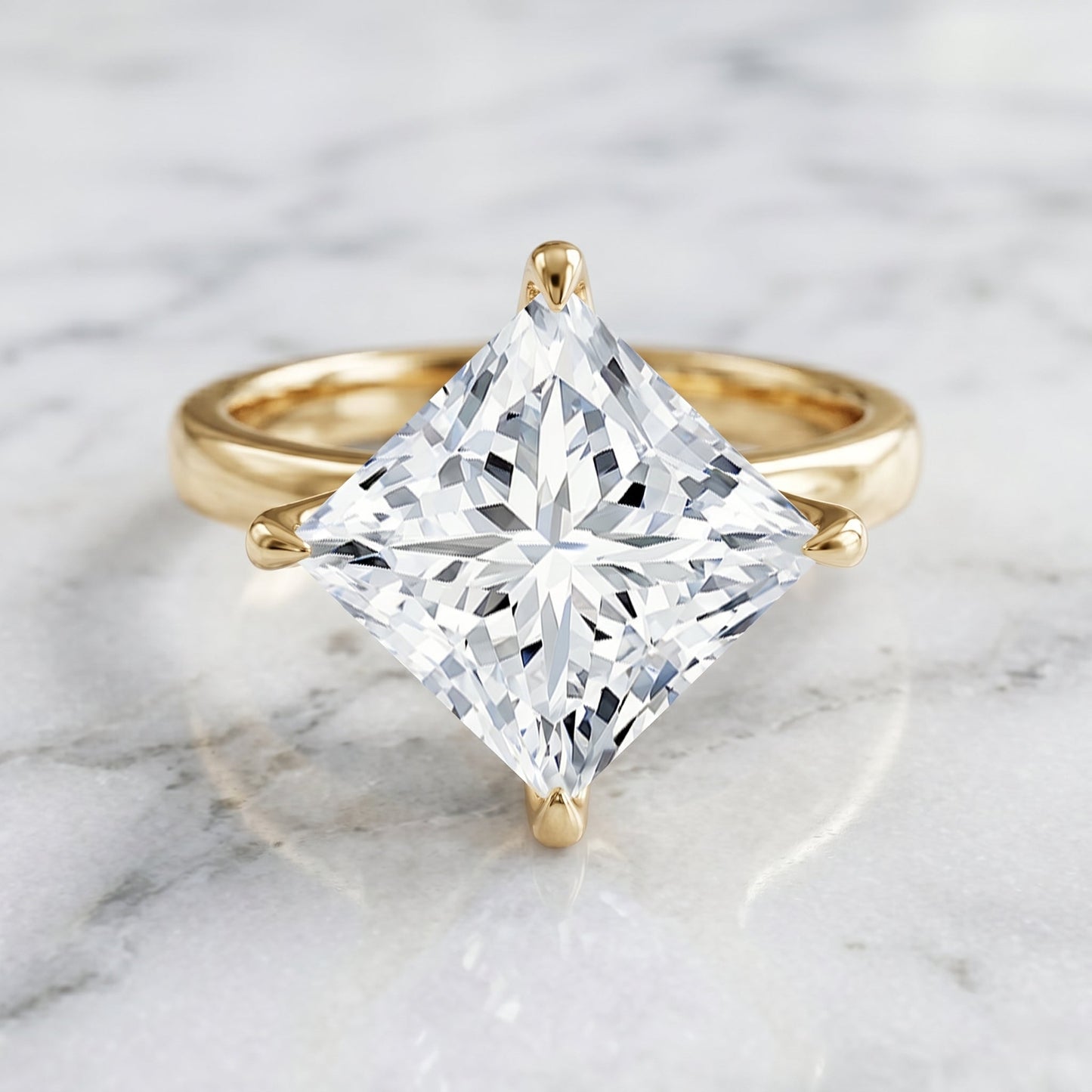 IGI Certified 4 Carat Princess Cut Lab Grown Diamond Engagement Ring