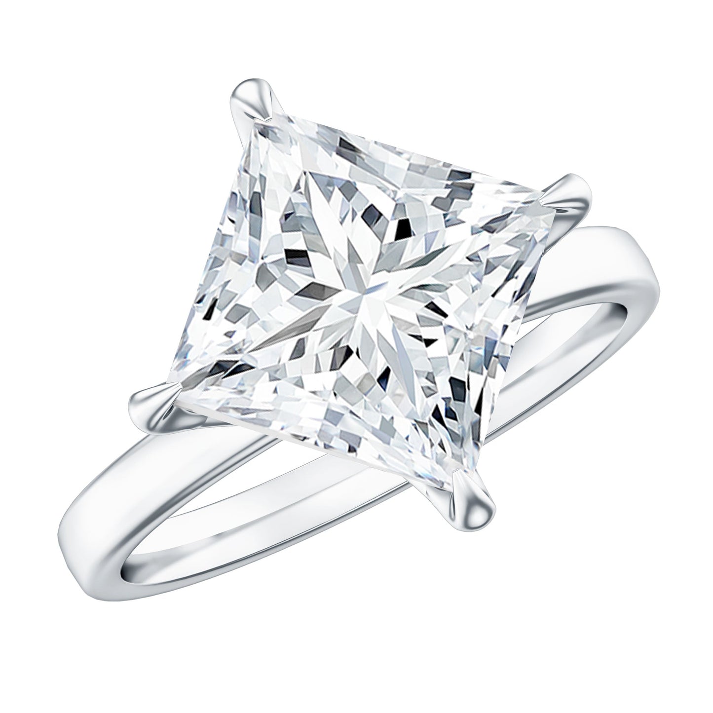 Solitaire 5 Carat Princess Cut Lab Grown Diamond Huge Engagement Ring with IGI Certificate
