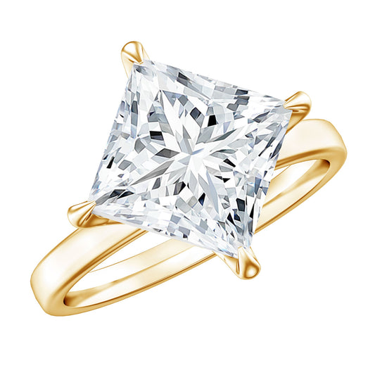 Solitaire 5 Carat Princess Cut Lab Grown Diamond Huge Engagement Ring with IGI Certificate
