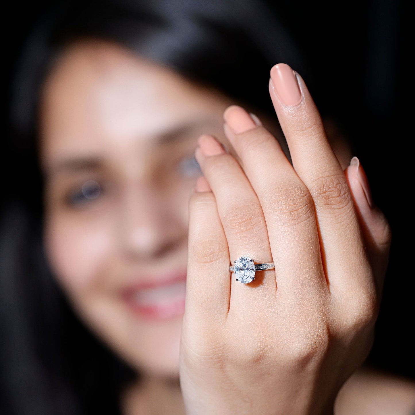 IGI Certified 2 Carat Lab Grown Diamond Oval Engagement Ring With Side Stones