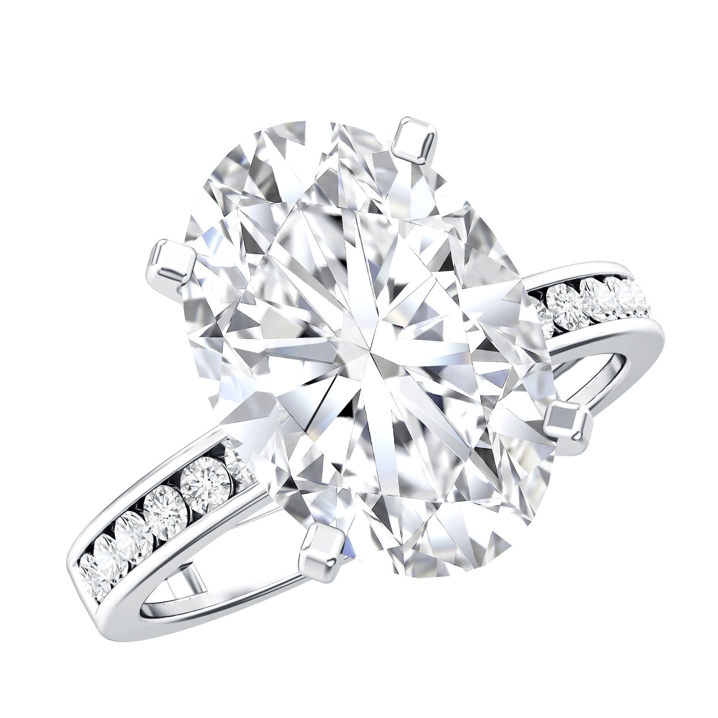 4 Carat Oval Shaped Lab Grown Diamond Huge Engagement Ring with IGI Certificate