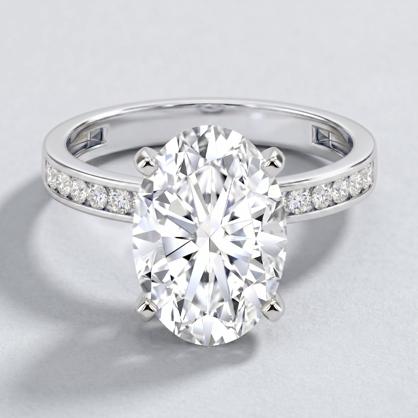 4 Carat Oval Shaped Lab Grown Diamond Huge Engagement Ring with IGI Certificate