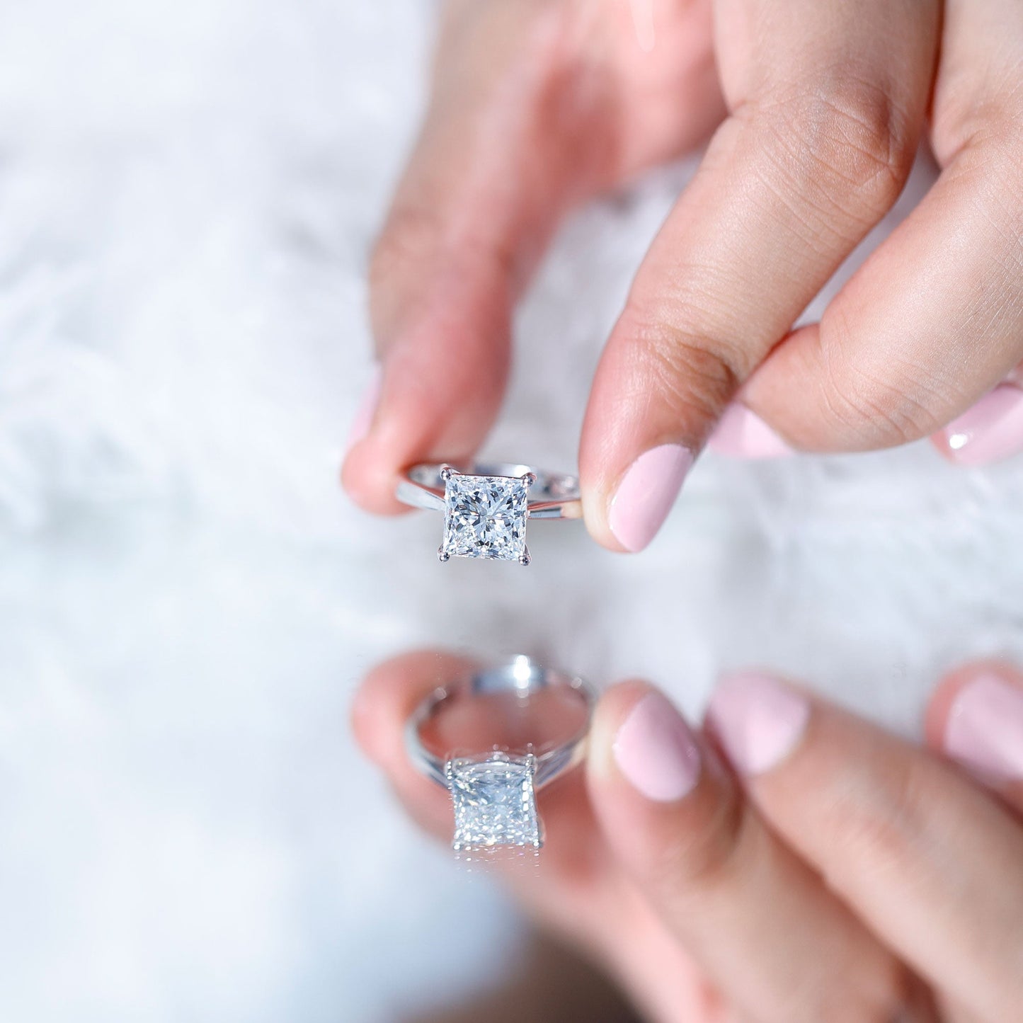 IGI Certified Lab Grown 3 Carat Diamond Princess Cut Engagement Ring Solitaire