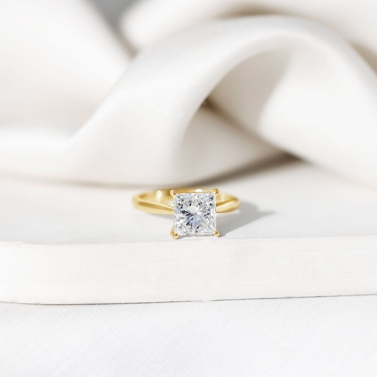 IGI Certified Lab Grown 3 Carat Diamond Princess Cut Engagement Ring Solitaire
