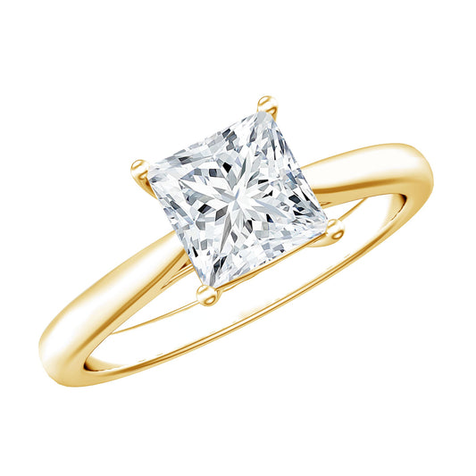 Solitaire 1 Carat Princess Cut Lab Grown Diamond Engagement Ring with IGI Certificate
