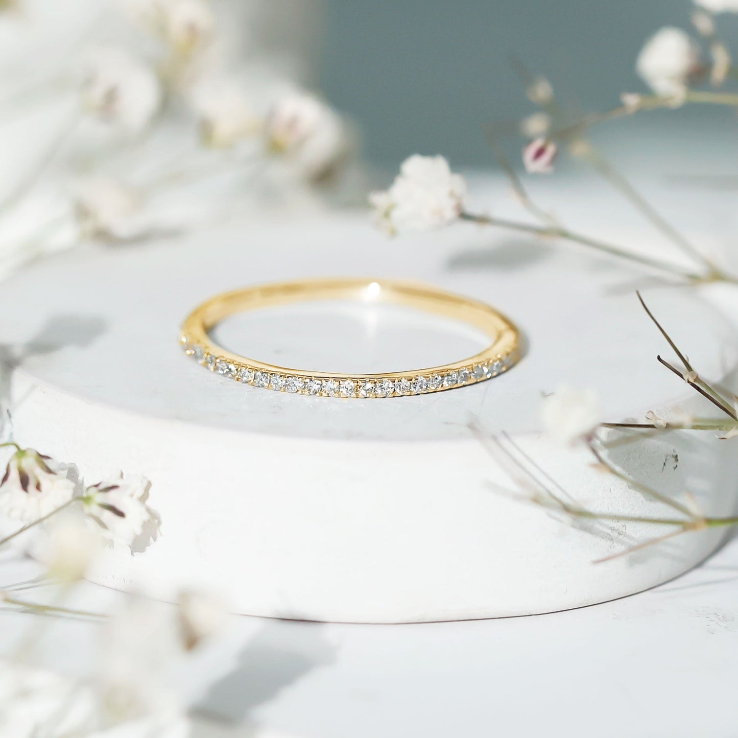 Certified Diamond Half Eternity Ring in Pave Setting