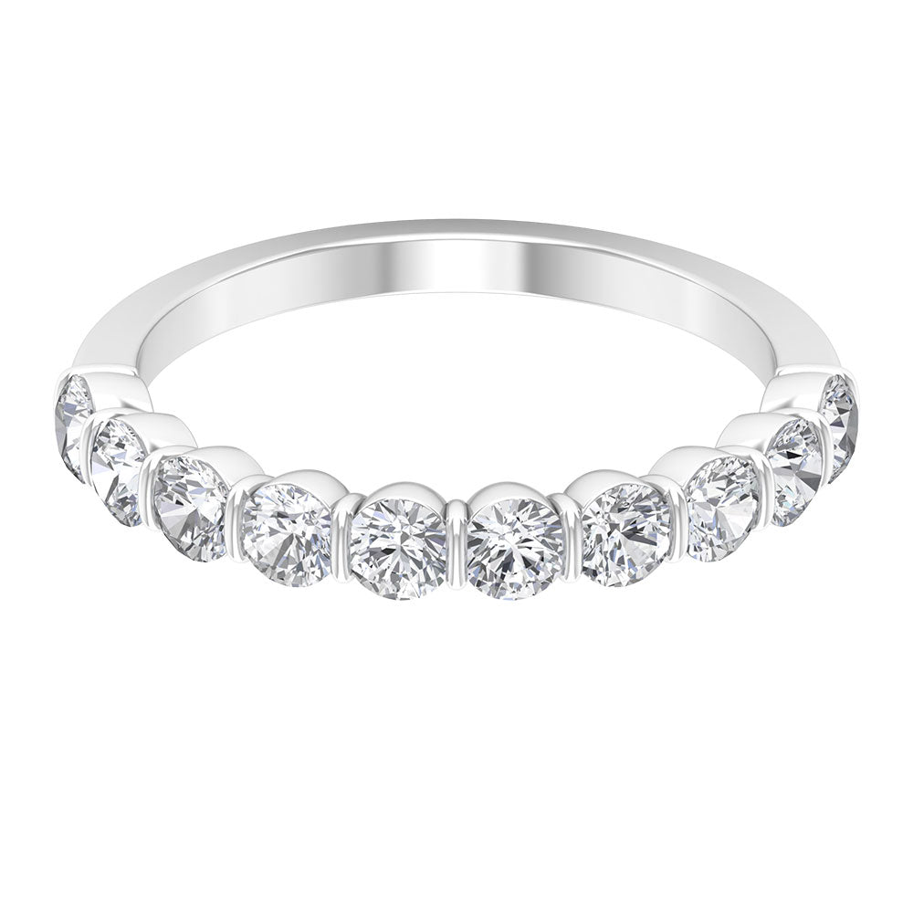 Natural Diamond Half Eternity Ring in Bar Setting